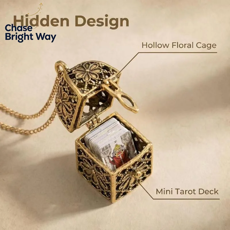 Vintage Tiny  Card Locket Necklace With 22 Mini - Colorful Cards In Cage Pendant Punk Jewelry For Party Gift