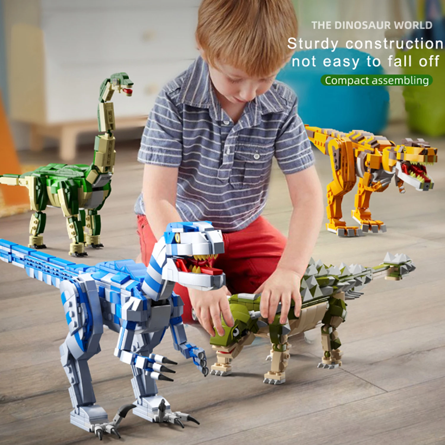 600+PCS Zestaw klocków konstrukcyjnych Dinosaur World Zestaw puzzli do montażu Klocki Kreatywne prezenty edukacyjne na biurko