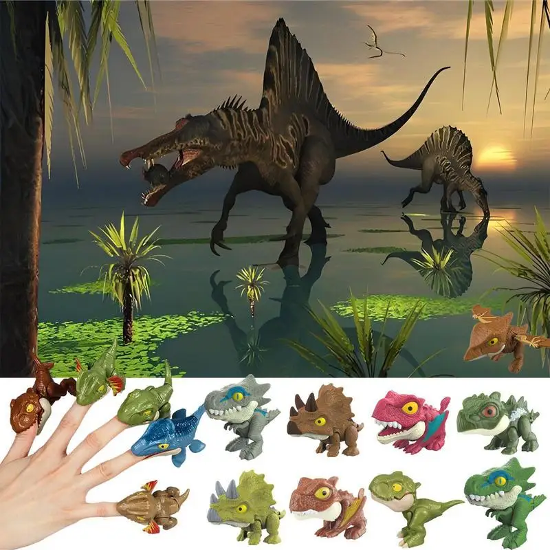 Bijten Vinger Dinosaurus Speelgoed 9 Stuks Dinosaurussen Collectibles Voor Display Creatieve Theater Marionet Pop Vinger Bijten Speelgoed Vingerpop