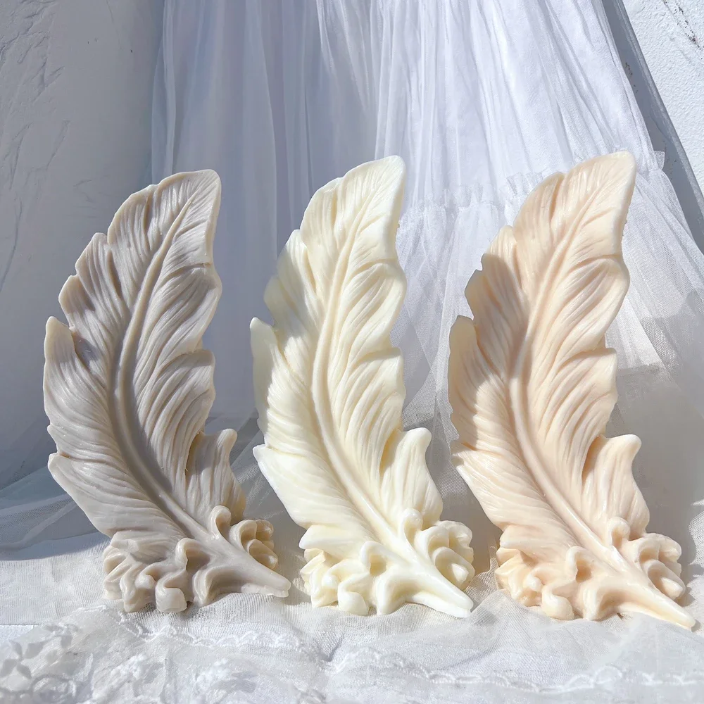 Feather Decorative Silicone Candle Mold Abstract Art Decorative Geometric Angel Soy Wax Mould