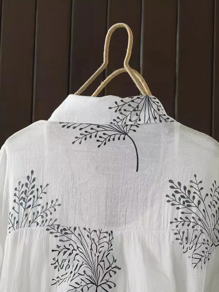 Kemeja Wanita Ukuran Besar 2025 Musim Panas Baru Laris Elegan Blus Cetak Wanita Longgar Kasual Lengan Panjang Atasan Keren Pakaian Jalan Antik