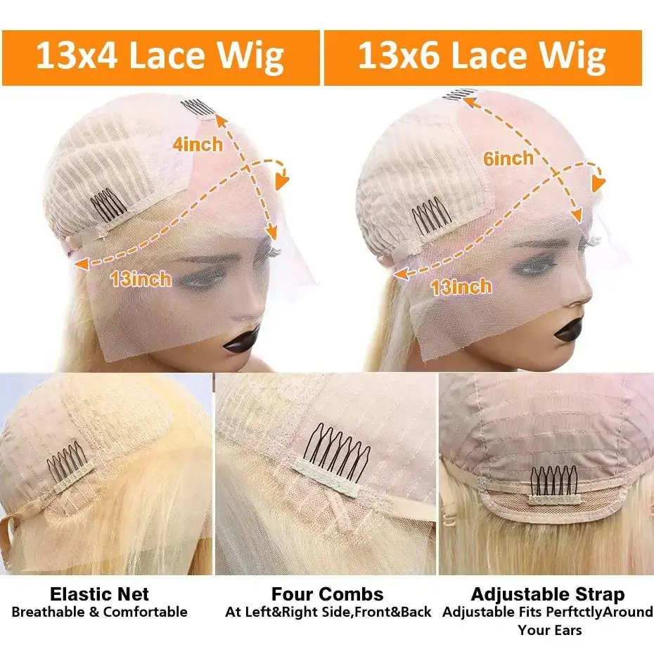 Blonde 613 Bone Straight 13x6 Hd Transparent Lace Frontal Wigs 30 Inch Human Hair Brazilian 100% Colored Wig For Women Choice