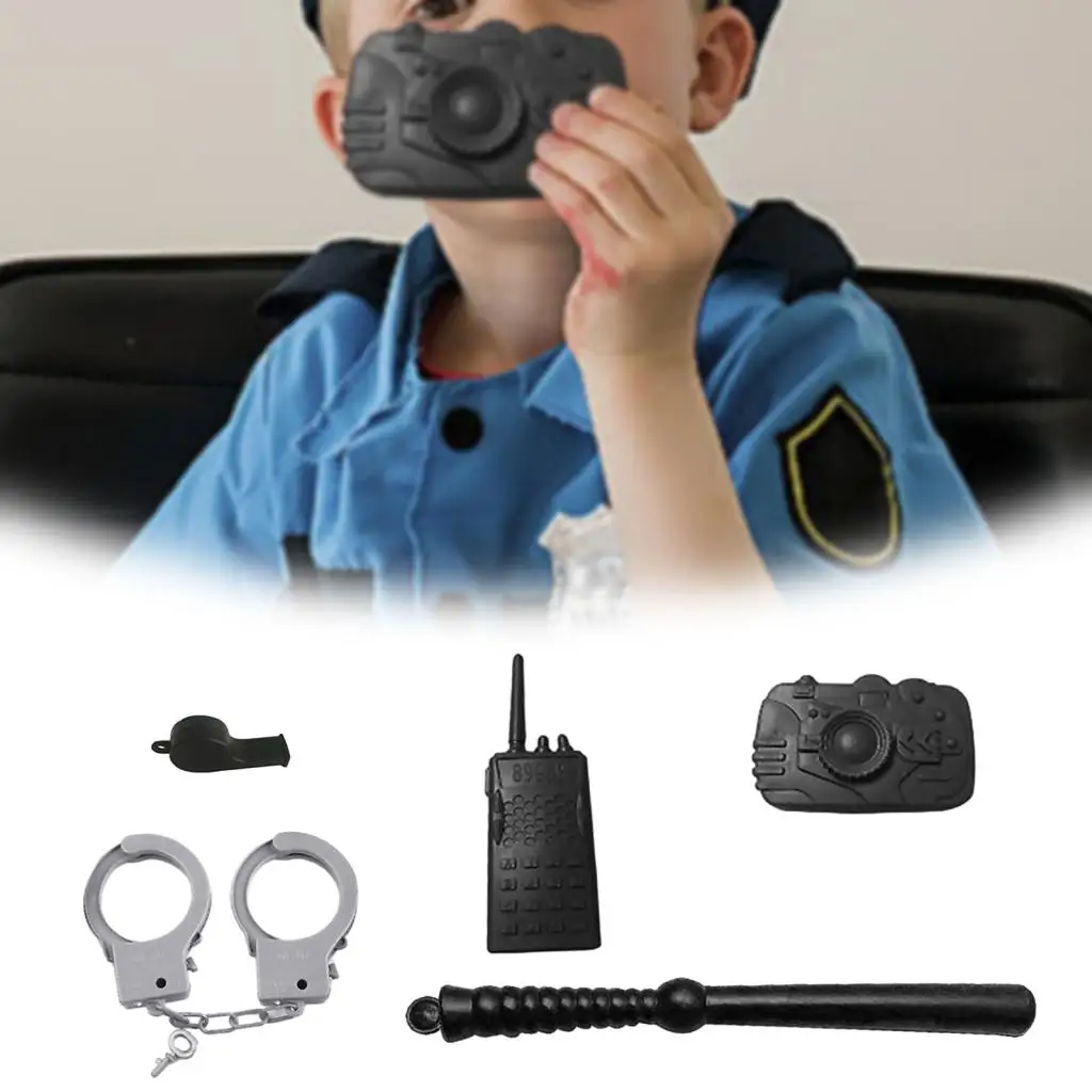 5 Pieces Police Pretend Play Accessory Halloween Police Costume for Halloween Parties Carnival Performance Show Role Play