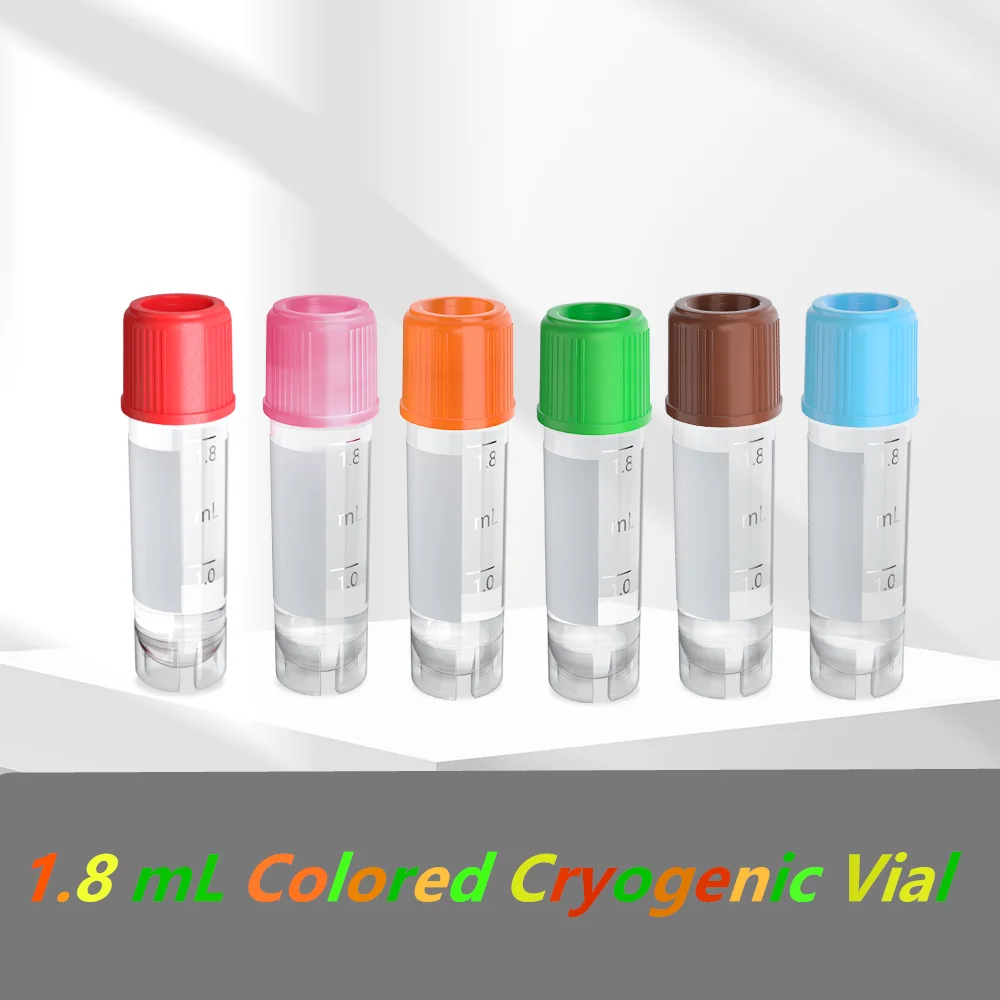 1.8ml Cryogenic Vials Colored, 50pcs Lab Freezing Tubes Sample Storage, Sterile