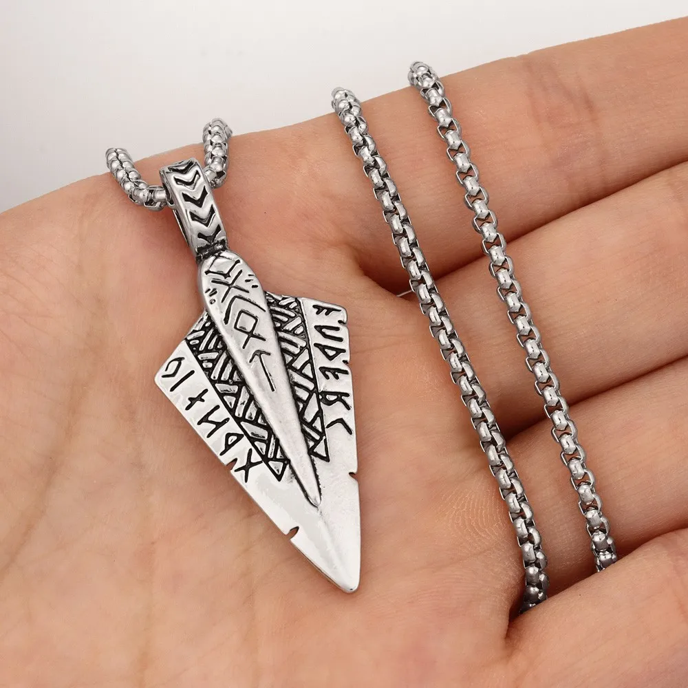 New Trendy Double sided Viking Arrow Pendant Necklace Charming Men\'s Necklace New Fashion Retro Jewelry Accessorie Festival Gift