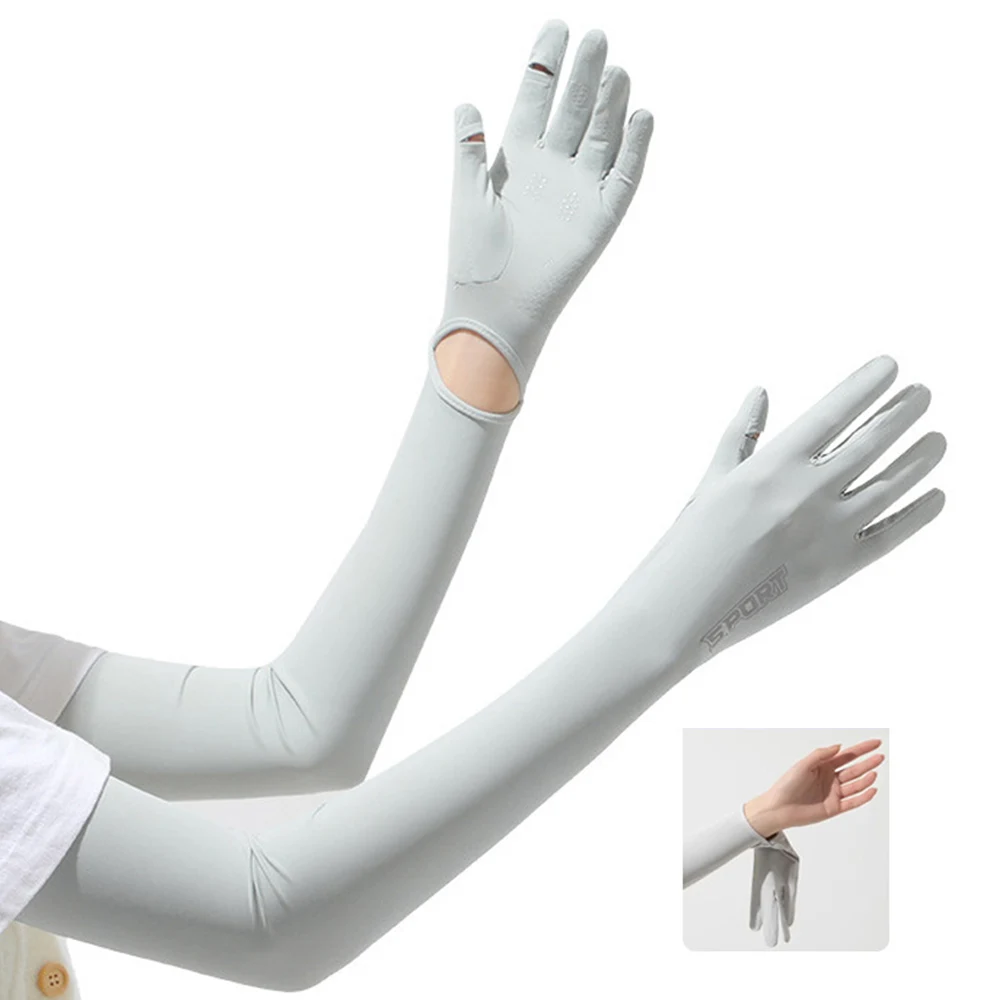 Summer Women Men UV Protection Gloves Solid Ice Silk Sunscreen Arm Sleeve Riding Driving Glove Long Sun Protecton Gloves Cycling