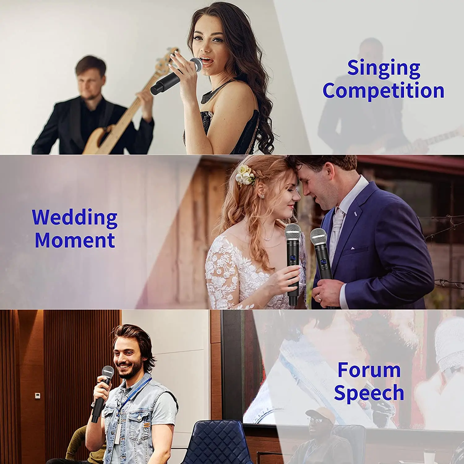 Microphone sans fil professionnel pour système UHF, 8 canaux