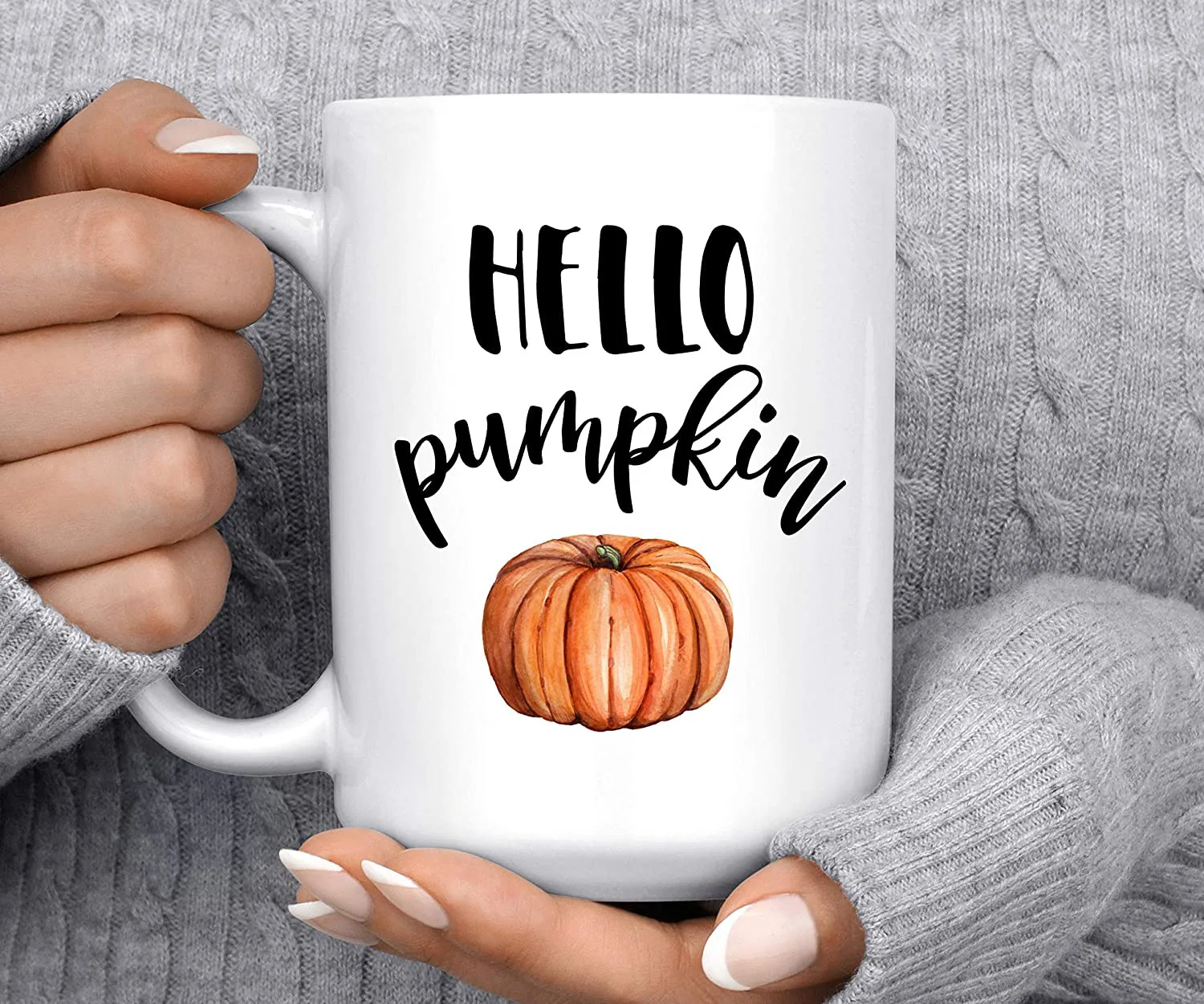 Funny Fall Autumn Hello Pumpkin Mugs Halloween Coffee Tea Cups Girlfriend Valentines Gifts Lover Husband Wife Couples Coffeeware