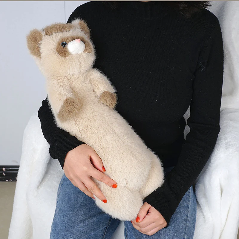 52cm Couple Ferret White&Brown Stuffed Fluffy Cartoon Animal Pillow Sleeping Appeasing Companion Birthday Gift