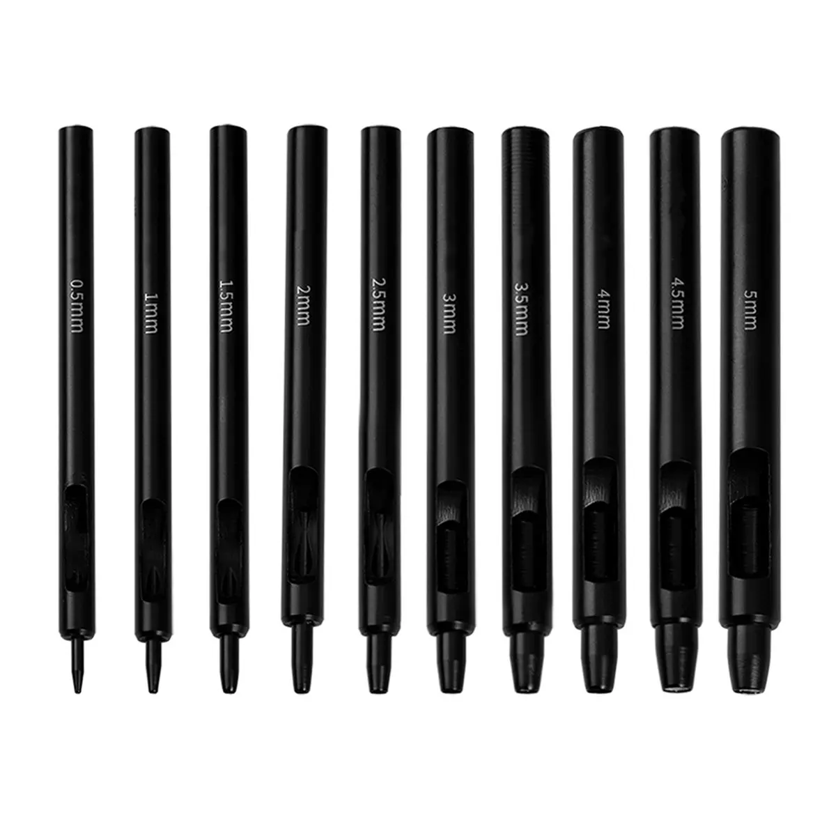 L70A Black Round Hole Punch 0.5-5mm Leather Hollow Puncher Steel Watch Belt Canvas Scrapbooking Paper Leather Craft Tools