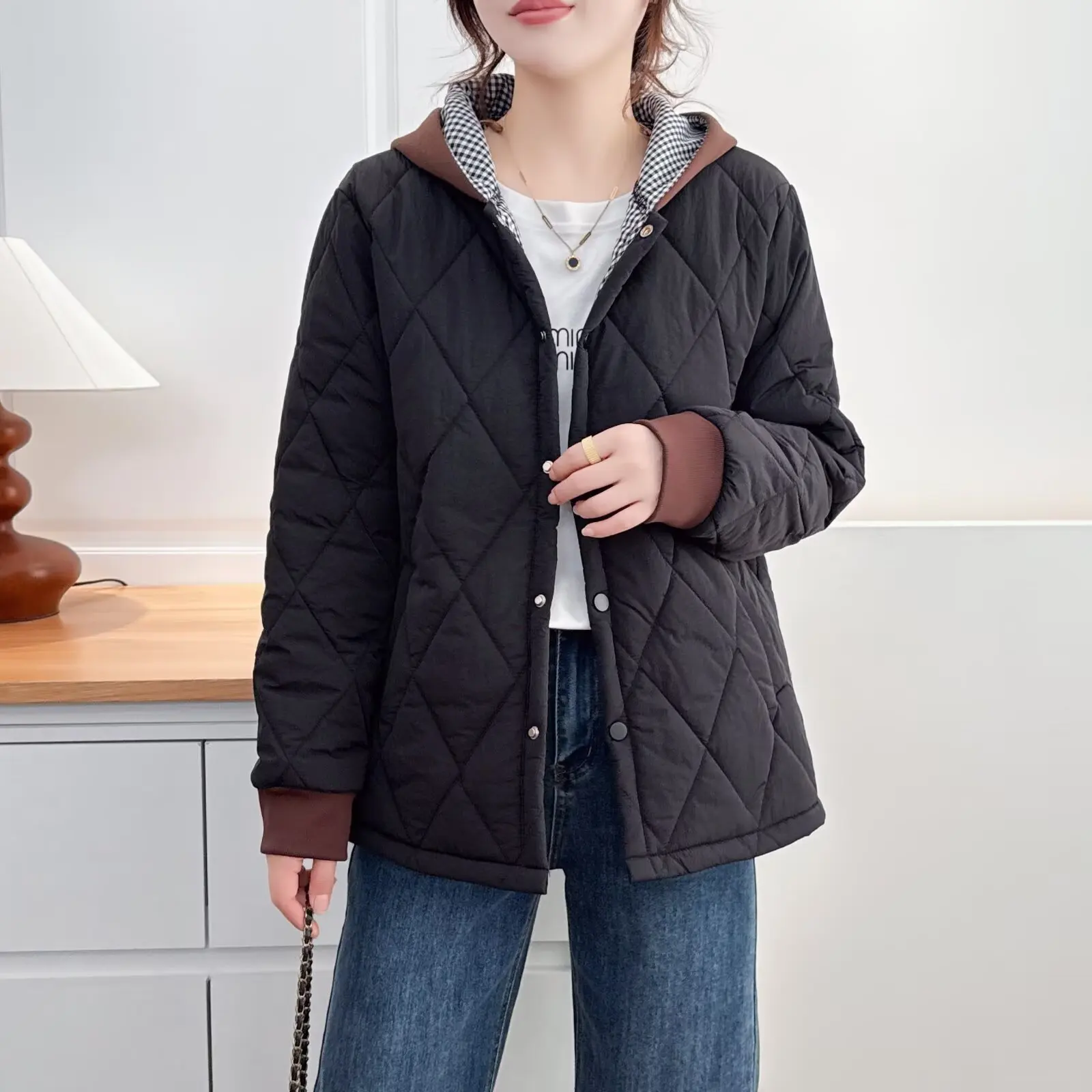 

XXXXL модные женские парки больших размеров, зимние простые и ретро-цветные блокировки, стеганая куртка с капюшоном, повседневные теплые пальто 2519