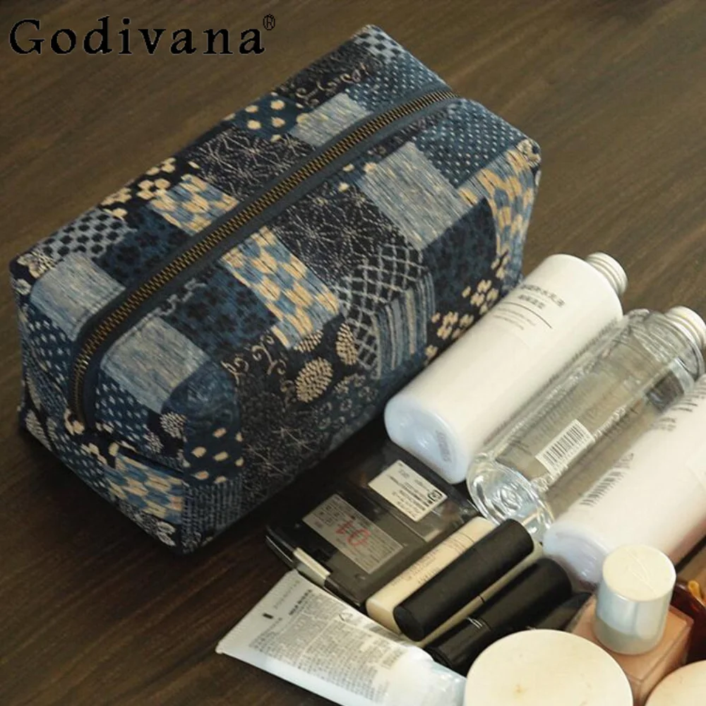 

Japanese Style Large Capacity Fabric Cosmetic Bag Vintage Storage Bags Travel Portable Cute Toiletry Beauty Case Handbag