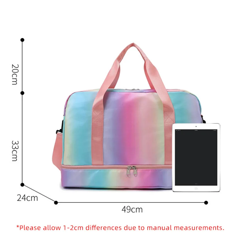 Rainbow Women Gym Bag Travel Fitness Bags for Shoes Outdoor Shoulder Sports Student Bag Daily Dry Wet Handbags Duffel Yoga Bag