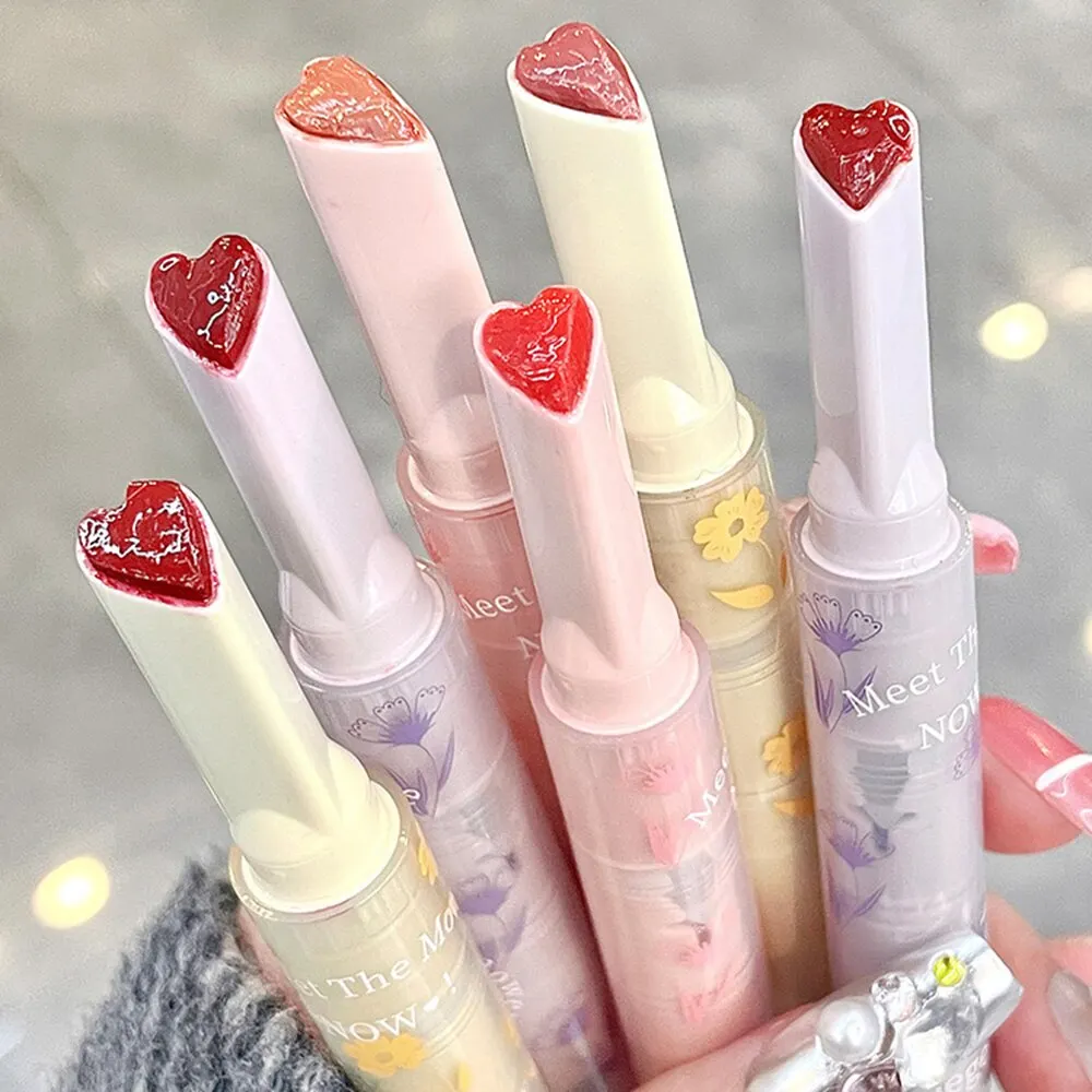 Gege Bear Flower Language Honey Heart Lipstick Love Shiny Moisturizing Light Color Watery Lipstick Jelly Look on Your Lips