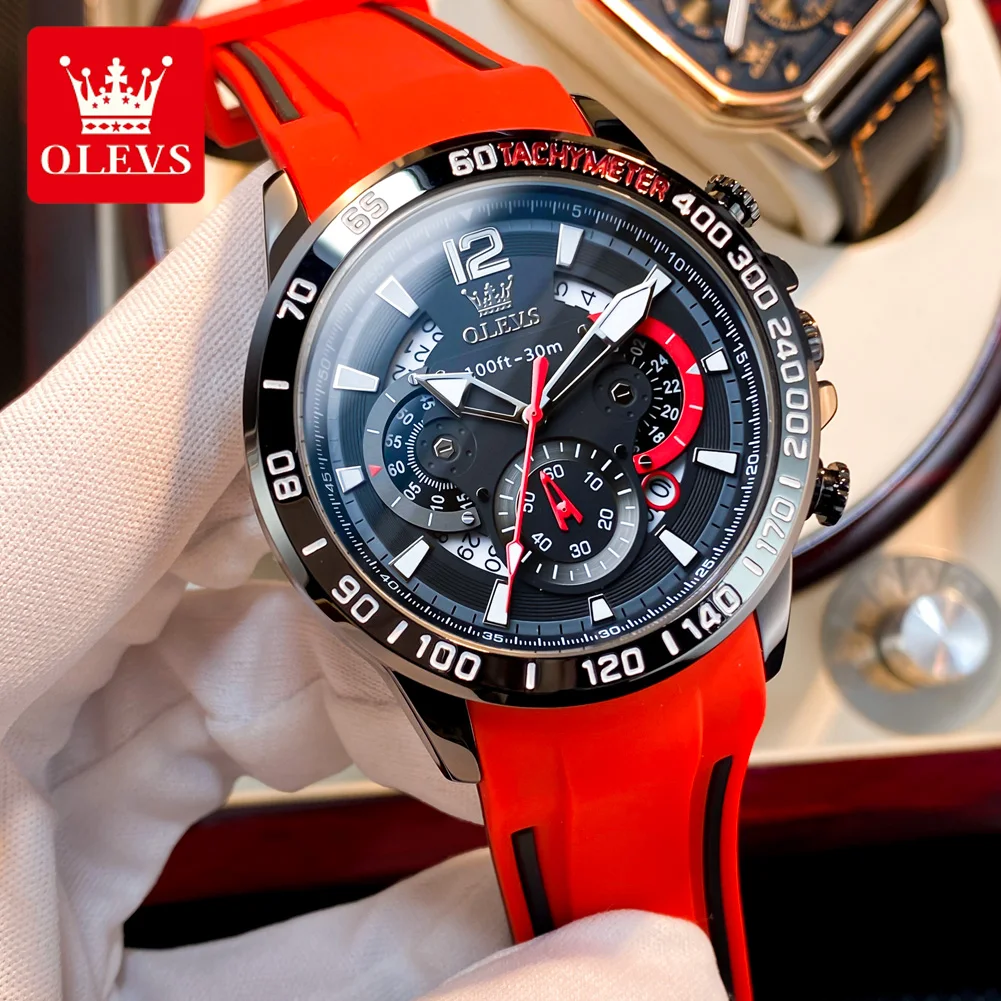 

OLEVS 9936 Men Watch Fashion Silicone Luxury Brand Waterproof Luminous Calendar Chronograph Original Sports Men Quartz Watch