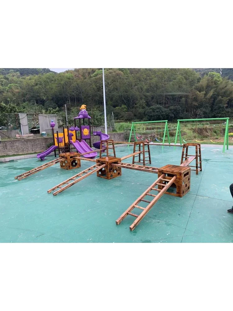 Kindergarten children's physical fitness balance beam Ji'an game outdoor climbing frame carbonized four-sided ladder equipment