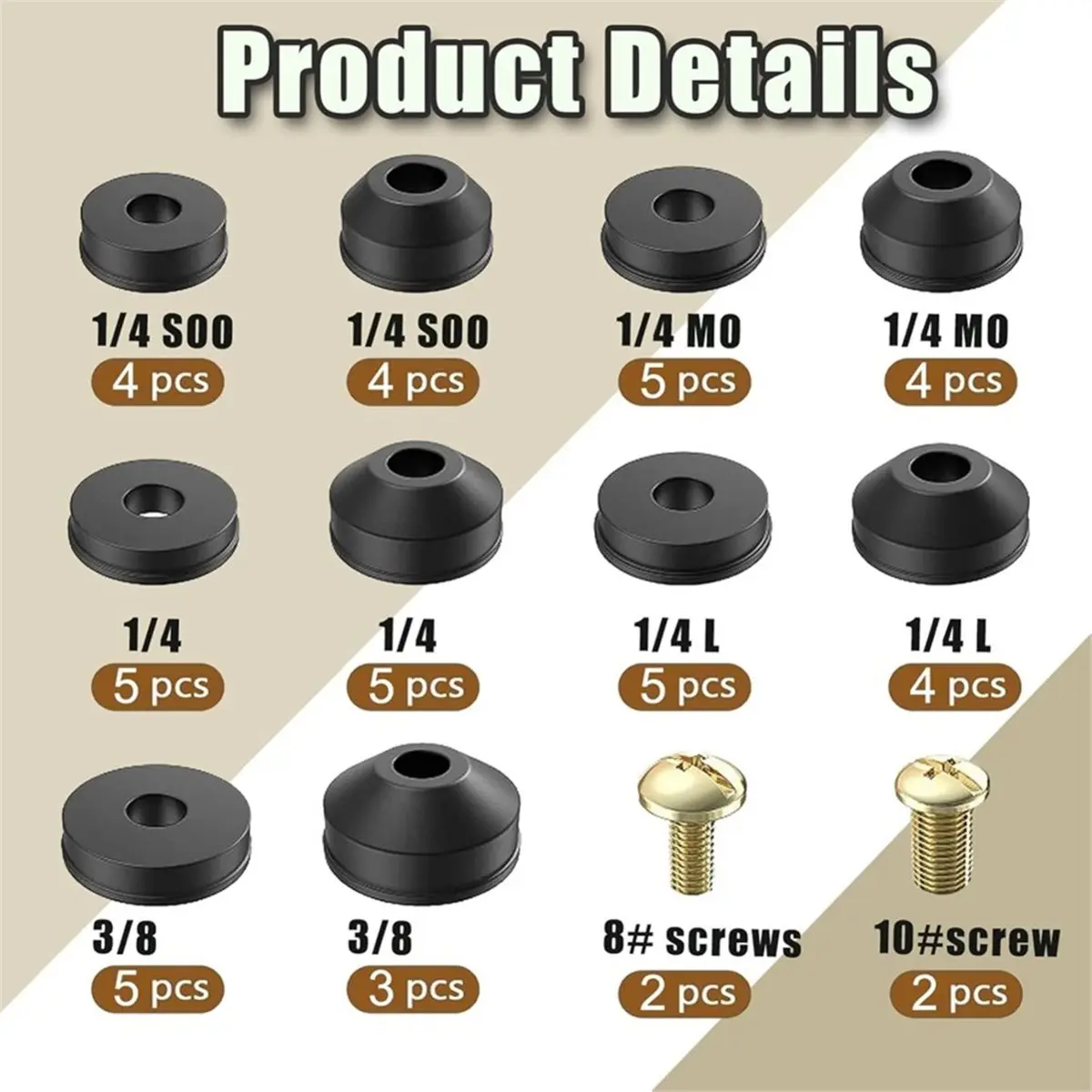 【TODAY-BUY】~@ 48 PCS Faucet Washer Assortment Kit Outdoor Faucet Repair Kit with Brass Screws Flat and Beveled Washers