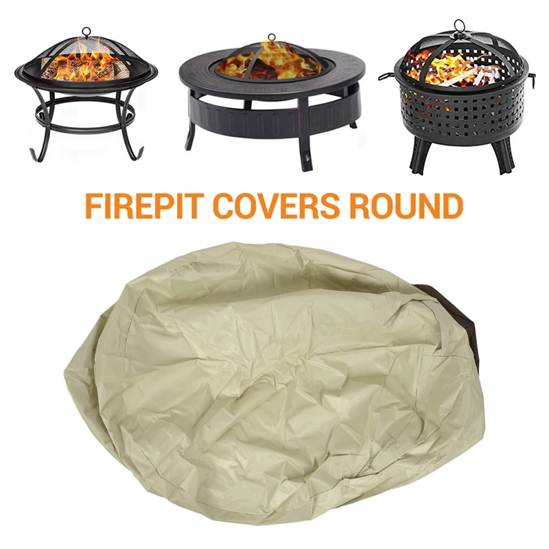 Fire Pit Cover Round-210D Oxford Cloth Heavy Duty Patio Outdoor Fire Pit Table Cover Round Waterproof Fits For 34/35/36 Inch Fir