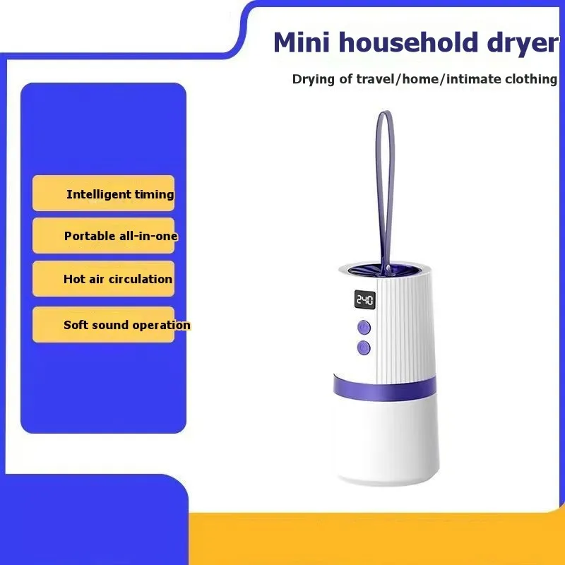 B64B-Compact,Foldable Clothes Dryer-Portable Travel Version-Quiet Operation, 240-Min Timer, EU Power Adapter Included EU PLUG