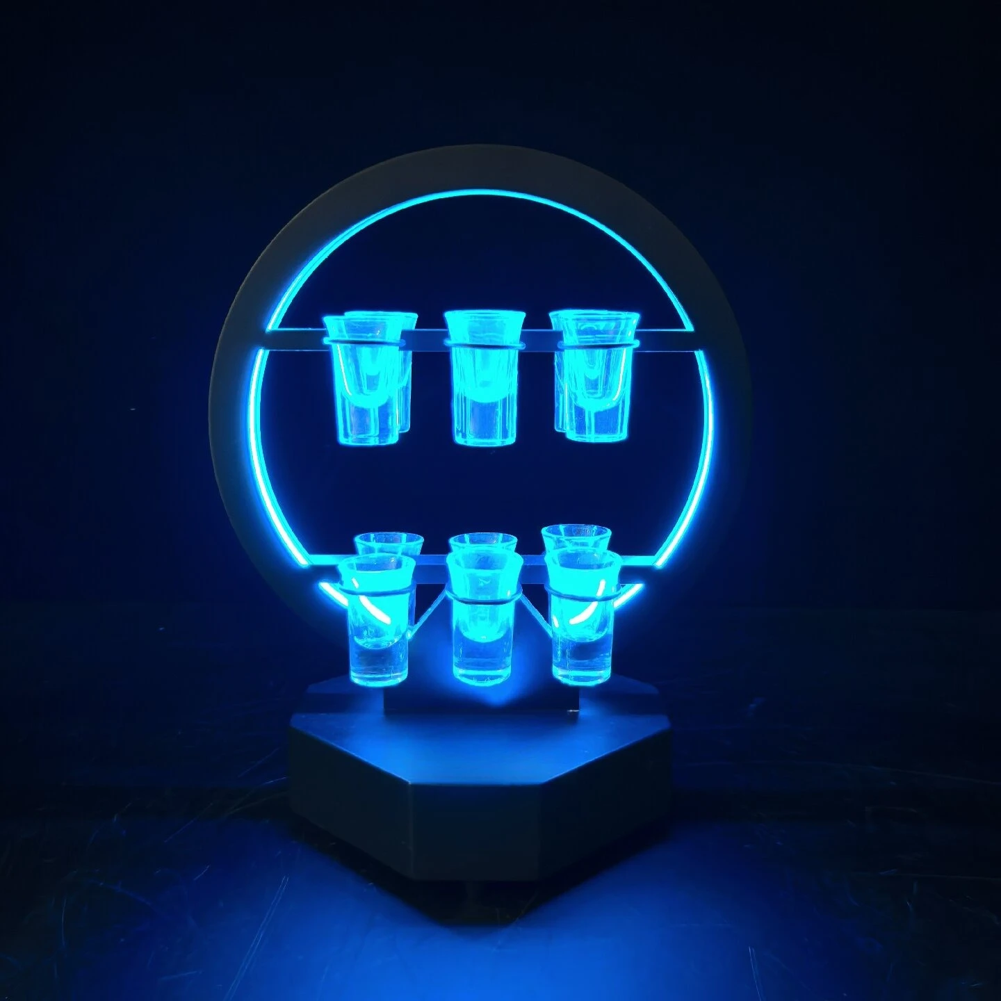 Cocktail Bullet Glass Round Two-Layer Cup Holder Luminous Rainbow Iron Cup Hold****** Bar Champagne Beer Holder
