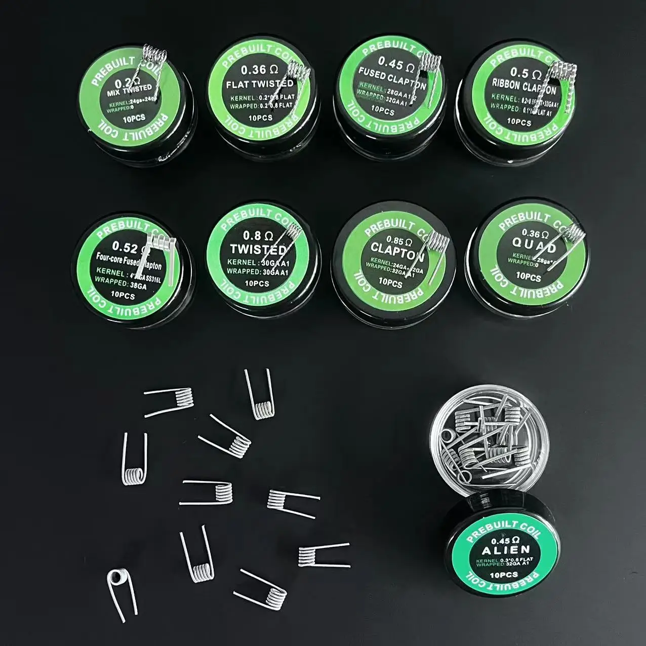 사전 제작 DL RDL 내부 직경 3mm 홀 코일, QUAD 융합 클랩톤 코일, 외계인 사전 제작 저항 A1 SS316L 가열 와이어 트위스트