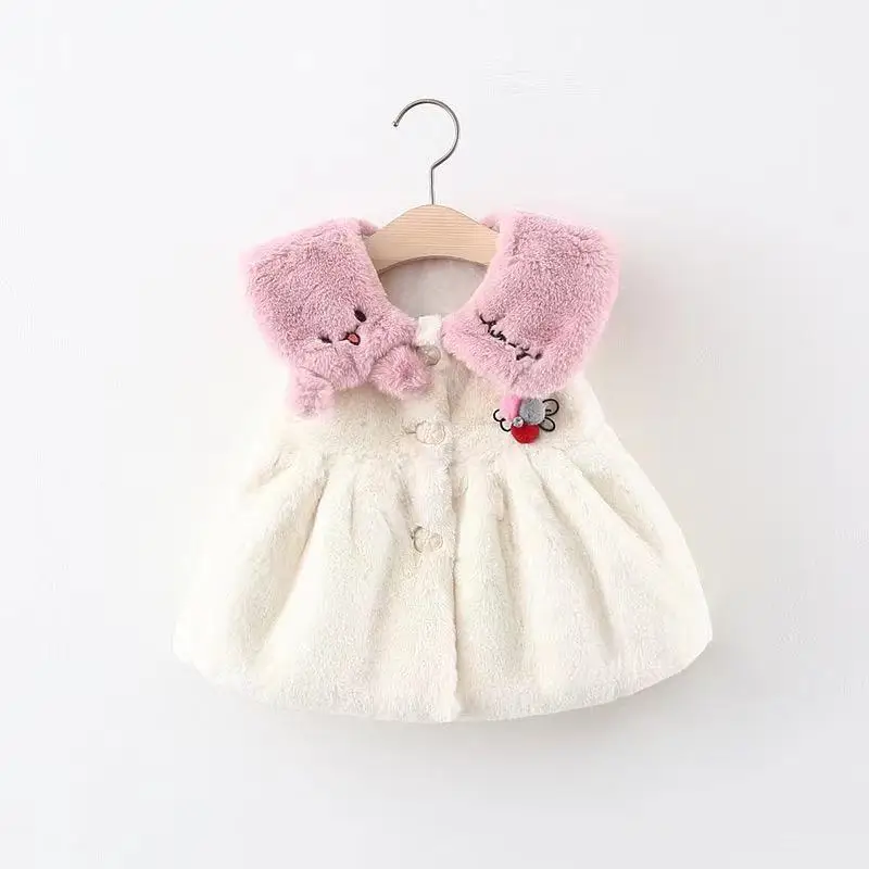 Winter Newborn Baby Girls Waistcoat Sleeveless Hooded Toddler Fur Vest Jacket Cartoon Kids Warm Vest Outwear Girls Clothes