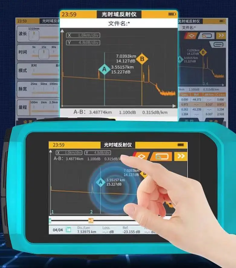 Mini OTDR Active Fiber 1550nm 20dB 60KM Optical Reflectometer Touch Screen OPM VFL OLS Tester Touch Screen Type-C FTTH