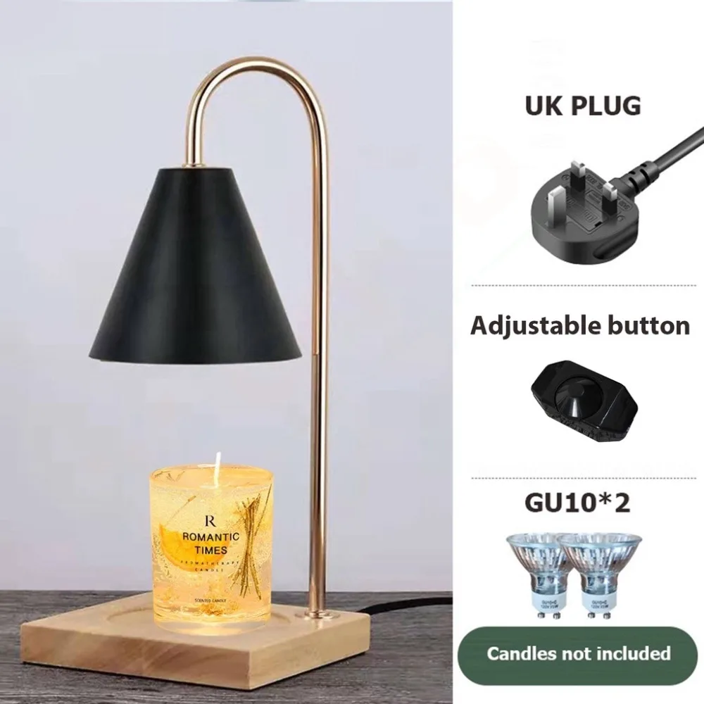 Aroma Diffuser Candle Warmer Lamp Aromatherapy Desk Lamp Candle Heating Lamp EU Plug Solid Wood Base Wax Melting Light
