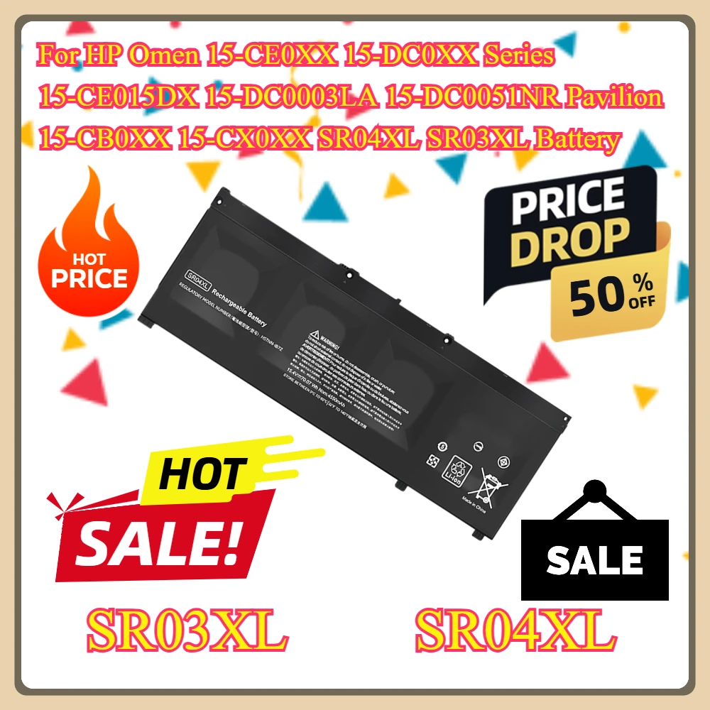 

For HP Omen 15-CE0XX 15-DC0XX Series 15-CE015DX 15-DC0003LA 15-DC0051NR Pavilion 15-CB0XX 15-CX0XX SR04XL SR03XL Battery