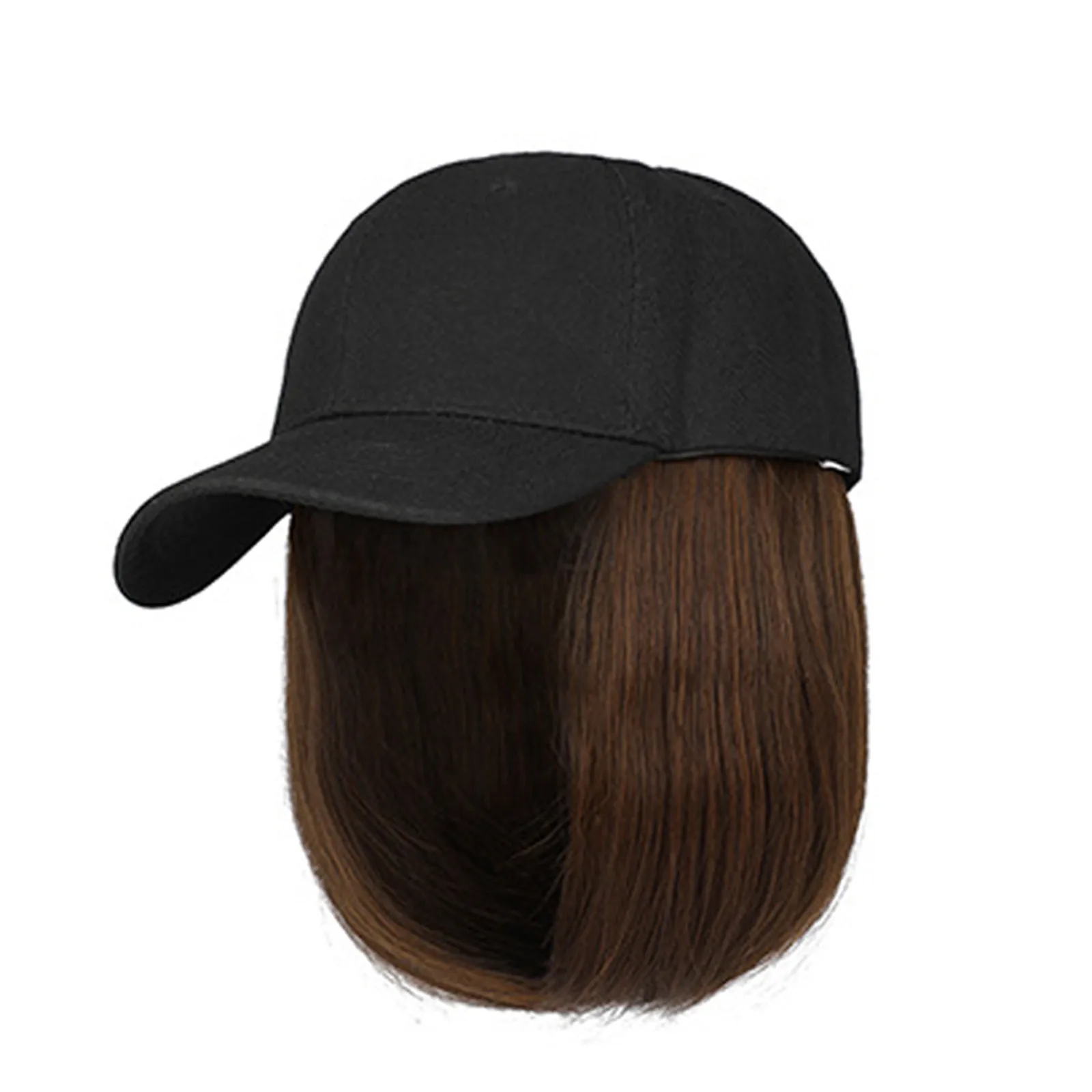 Short Straight Wigs Hat Women Wig Hat Hair Wig Cap Hip Hop Cap for Women Straight Baseball Bob Wig Bonnet Cool Punk Wigs