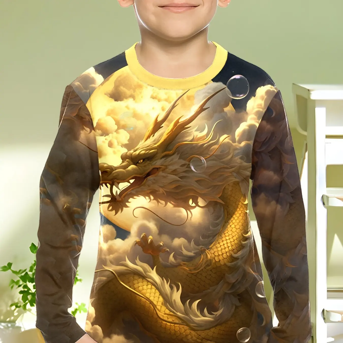 Odzież dziecięca Chłopięca koszulka z krótkim rękawem Moda 3D Dragon Print Dziecięce letnie ubrania Casual Outdoor Boys Ubrania Topy z okrągłym dekoltem