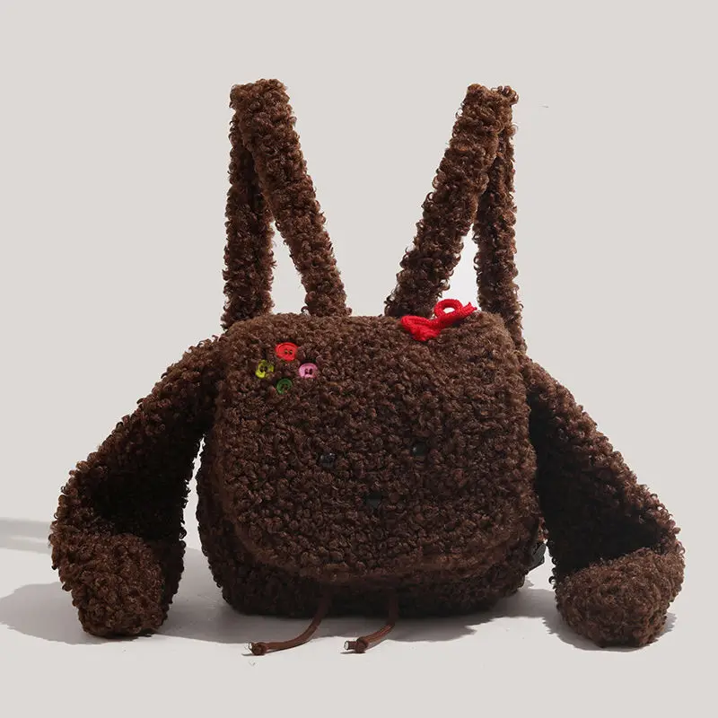 Women's Backpacks Korean Creative Cartoon Funny Backpack High-quality Luxury Brand Schoolbags Cute Plush Puppy 3D Ears Kawaii