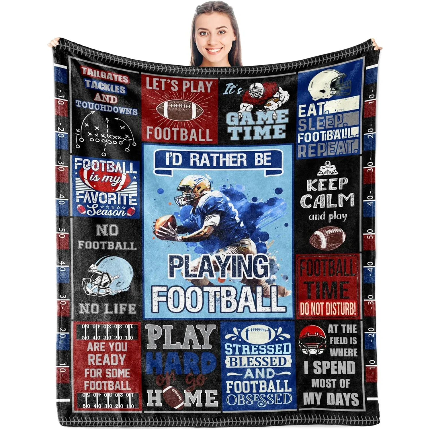 Ball flannel blanket, men's football blanket, athlete/enthusiast football team gift, Children's Day gift,air-conditioned blanket