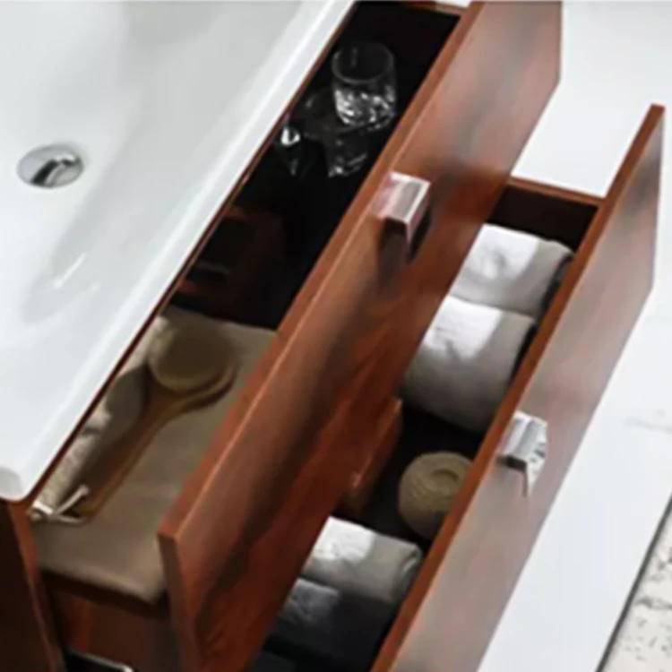 Modern Simple Light Luxury Customized Bathroom Sink Cabinet With Mirror Solid Wood For Home Hotel Bathroom