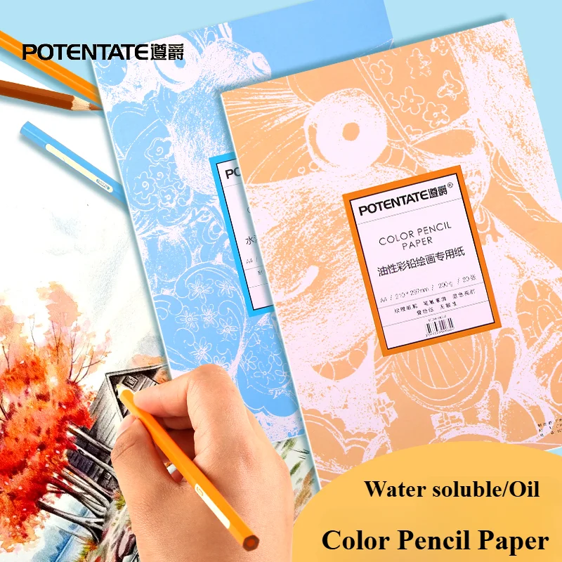 POTENTrapped-Papier à croquis portable peint à la main, A4, soluble dans l'eau, à base d'huile, dessin, peinture, illustration, crayon, 200g