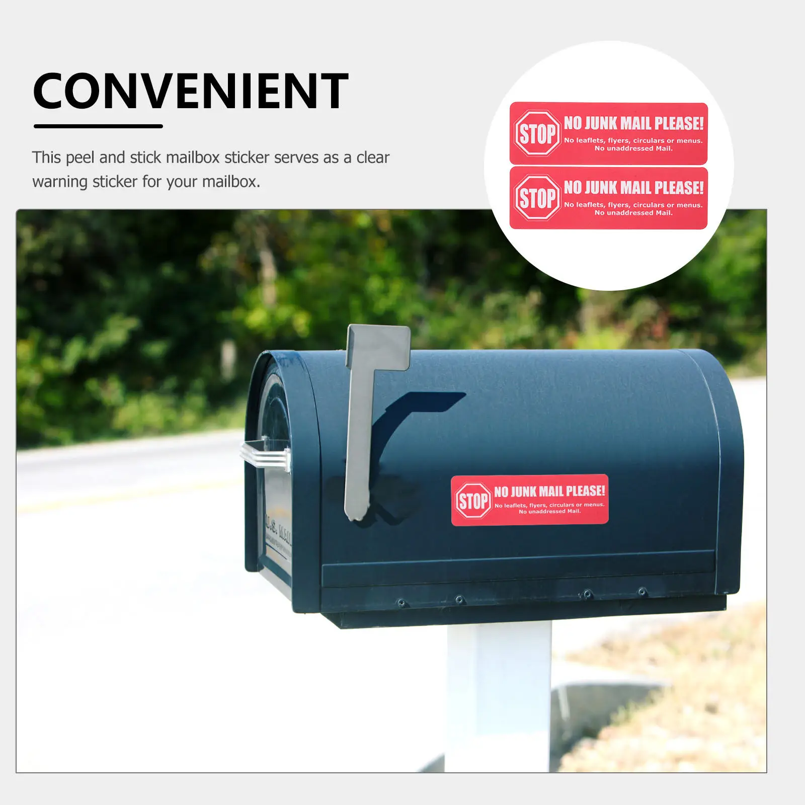 8Pcs No Junk Mail Sticker Waterproof Self-Adhesive Mailbox Decal for Residential Parcel Box Mail Slot Outdoor Use Anti