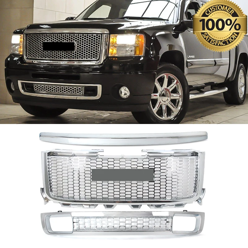 

Chrome Front Upper and Lower Grille Bug Shields for GMC Sierra 2500HD 3500HD Denali 2011-2014 Front Bumper Grille Racing Grills