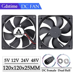 Gdstime 120MM Fan 24V 12V 5V Cooler 120MM*25MM Computer PC Case Cooling Fan 12CM USB Fan for Laptop GPU CPU Cabinet Cooling