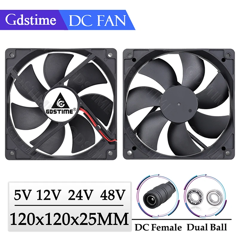 Gdstime 120MM Fan 24V 12V 5V Cooler 120MM*25MM Computer PC Case Cooling Fan 12CM USB Fan for Laptop GPU CPU Cabinet Cooling