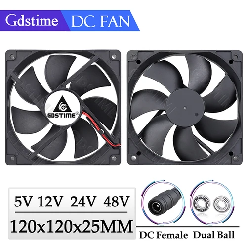 Gdstime-ventilador de 120MM, Enfriador de 24V, 12V, 5V, 120MM x 25MM, ventilador de refrigeración para carcasa de ordenador, ventilador USB de 12CM para ordenador portátil, GPU, CPU, gabinete de refrigeración