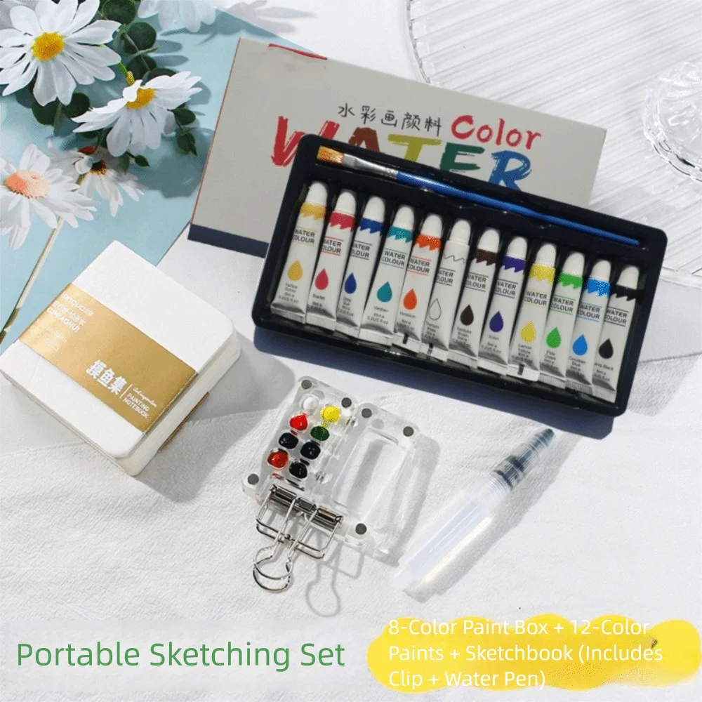 

Palettes Portable Travel Painting Set 8 Grid Portable Design Mini Watercolor Palette Acrylic Foldable Mini Paint Tray