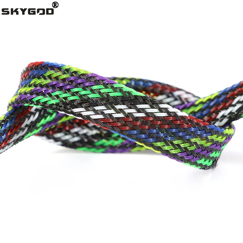 1~50m PET Braid Sleeve High Density 7 Colors 2/4/6/8/10/12/14/16mm Sleeving Snake Skin Cable Wrap Sheath For Electric Cables