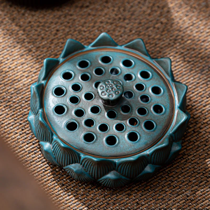 Large Ceramic Lotus Mosquito Incense Burner Multi Purpose Sandalwood Coil Censer Indoor Home Aroma Decor Ornament