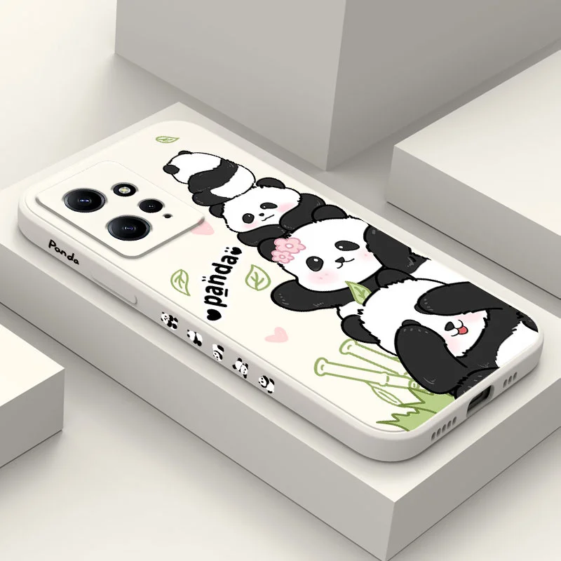 Panda House Phone Case For Xiaomi Redmi Note 13 12 12S 11 11S 10 10S 9 9S Pro Plus 4G 5G Liquid Silicone Cover