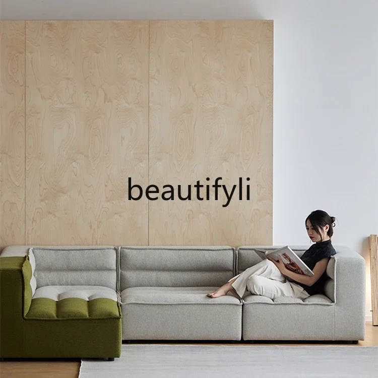 

FG28Nordic Italian minimalist fabric sofa living room 2024 new double cream wind cloth sofa