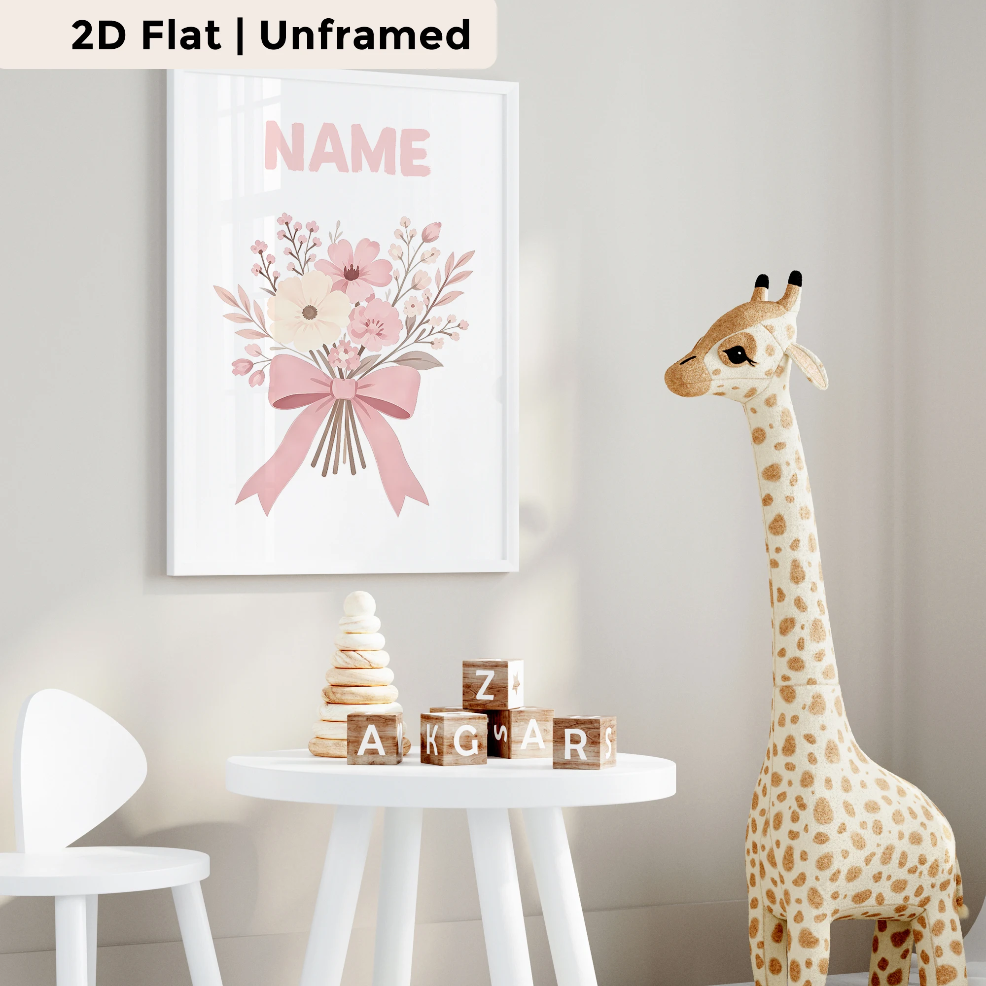 3pcs Personalized Custom Name Flowers And Butterflies Wall Art Print Picture Canvas Poster Painting For Living Room Home Decor