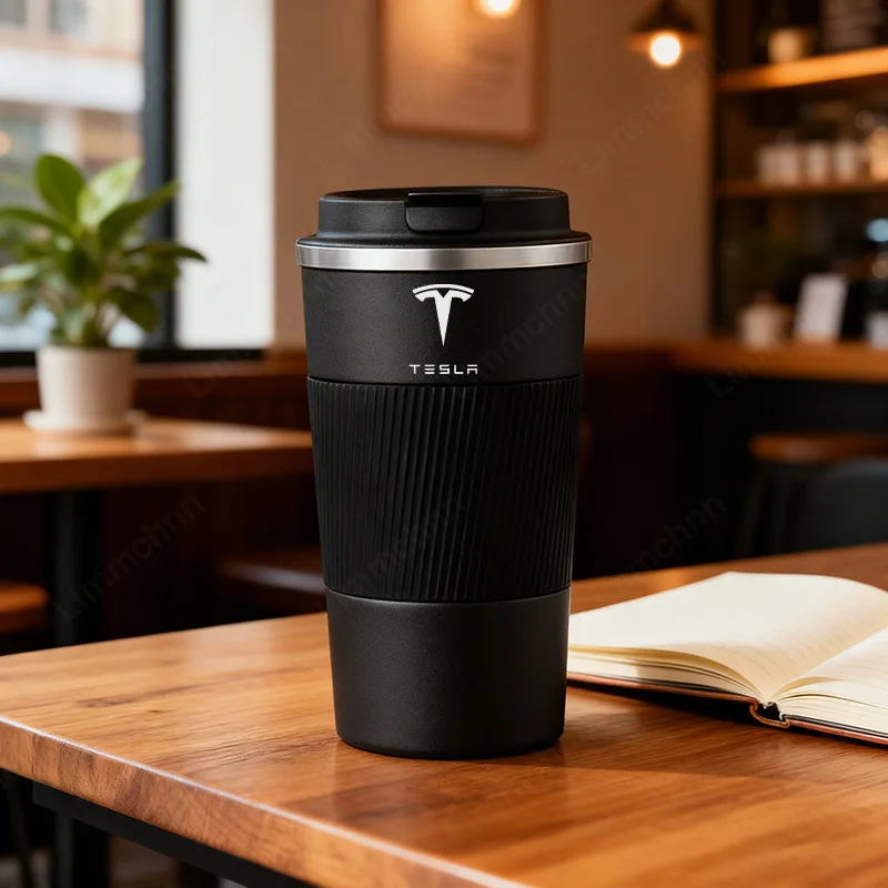 

Car Logo Thermos Coffee Mug Stainless Steel Coffee Cup Travel Cup For Tesla Model 3 Model S Model X Model Y Roadster Car Sticker
