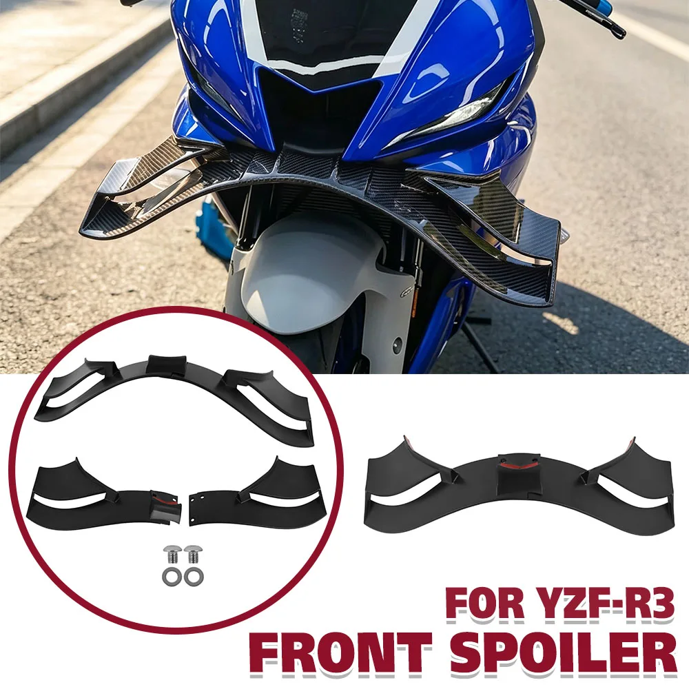 YZFR3 YZF R3 Front Spoiler Lower Spoiler Lower Lip For YAMAHA YZF-R3 19-24 GP Aerodynamic Wing Downforce Naked Frontal Spoiler
