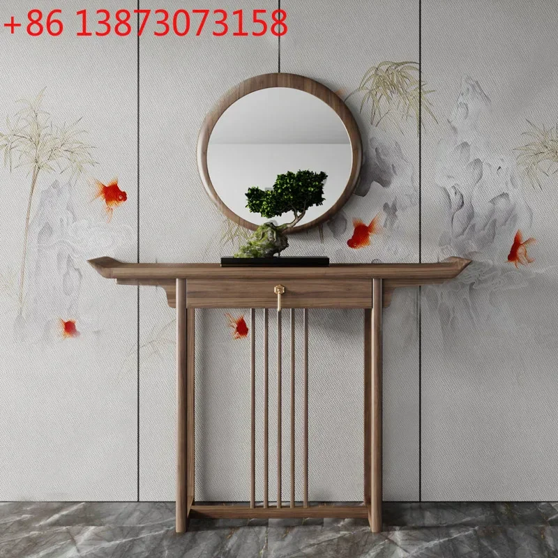New Chinese style light luxury entrance table hotel against the wall strip table villa ash wood altar