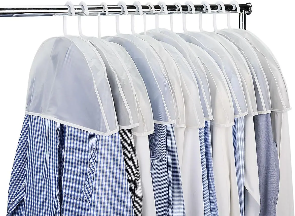 

Frosted Vinyl Coat, Suit Shirt & Dress Shoulder Covers- Wardrobe Protection, 22" x 8" (set of 12) 2 inch Gusset, Closet